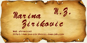 Marina Ziriković vizit kartica
